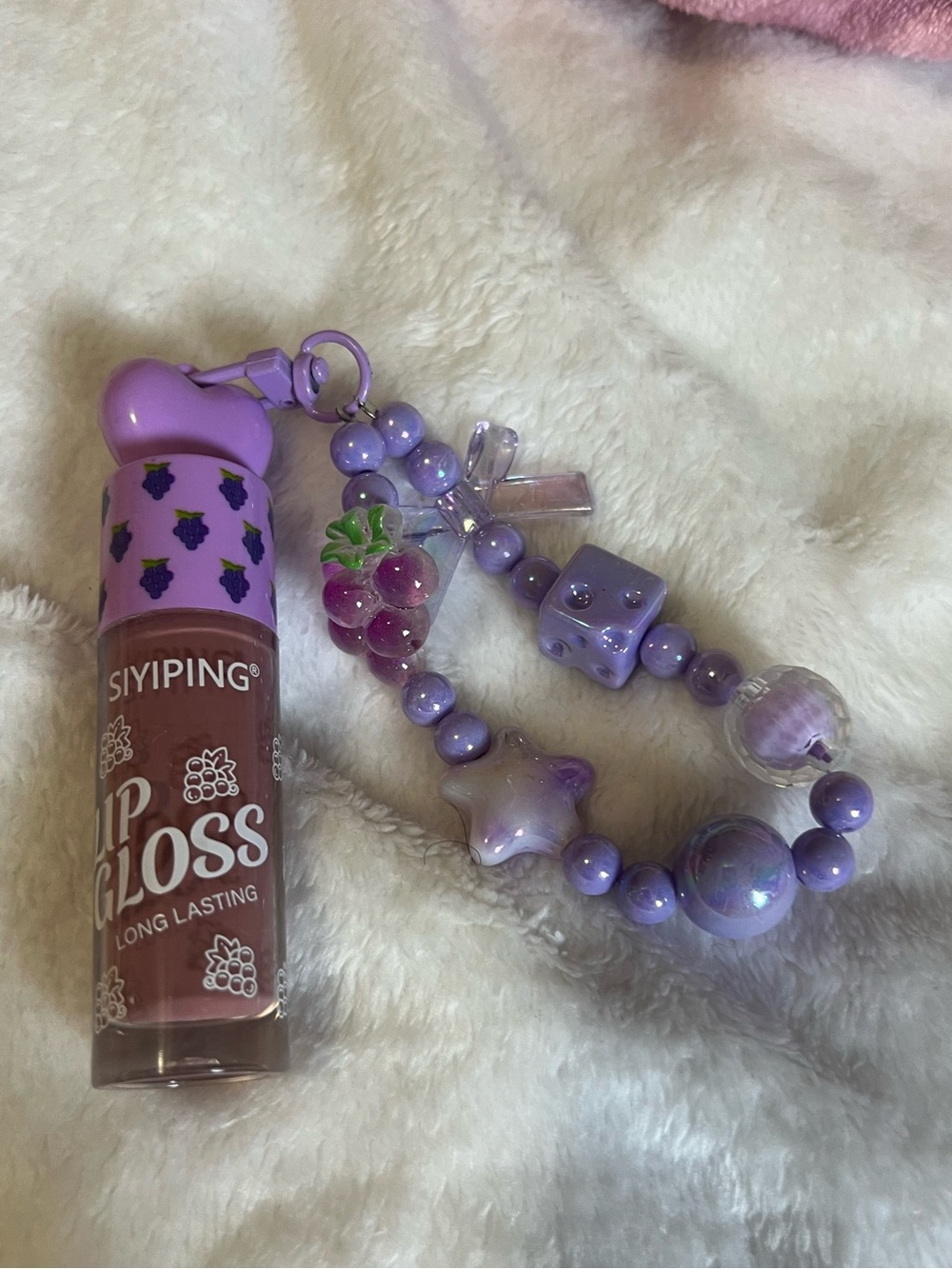 Lip Gloss with Decorative Beaded Bagcharm